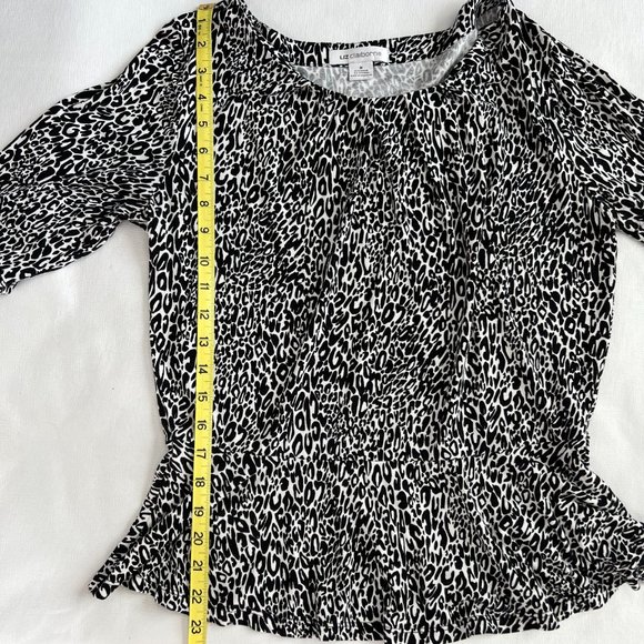 Liz Claiborne Animal Print Pleated Scoop Neck Blouse Size M - Picture 3 of 7